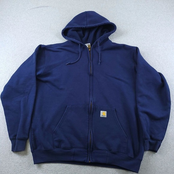 Carhartt Other - Carhartt Hoodie Mens Large Blue Marquette Full Zip Fleece Lined Heavyweight K122